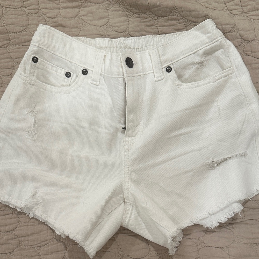 Aerie White Frayed Hem Jean Shorts